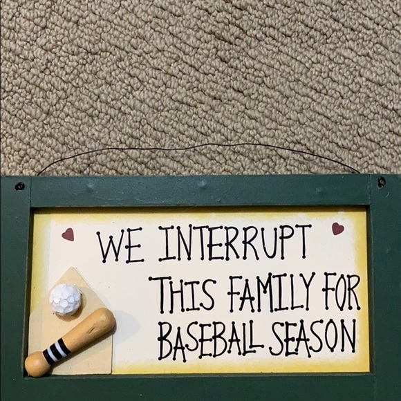 WOOD BASEBALL PLAQUE+HANGER HOME DECOR FOR A BASEBALL FAMILY WALL HANGING PIECE - Picture 3 of 8